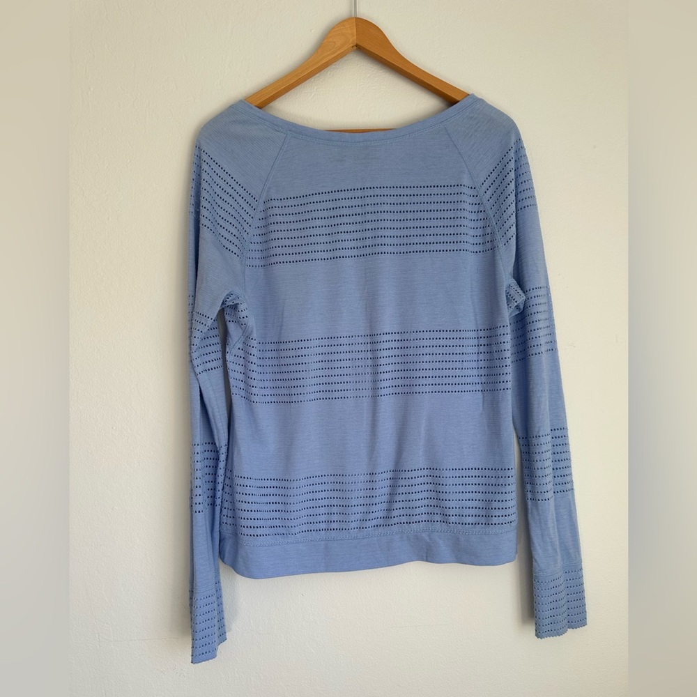 Athleta Sky Blue Perforated Knit Top - Picture 2 of 6